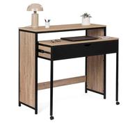 IDMarket - Escritorio extensible con 1 cajón, color negro Boston diseño industrial