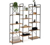 IDMarket - Estantería de biblioteca Trio 5 niveles Detroit Madera y metal, color negro