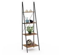 IDMarket - Estantería de escalera de 4 niveles Hawkins madera oscura diseño industrial 170 cm