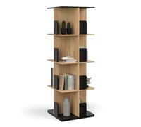 IDMarket - Estantería giratoria de 4 niveles RAPHA negro y efecto madera