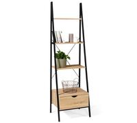 IDMarket - Estantería tipo escalera de 4 niveles con cajón DETROIT diseño industrial