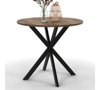IDMarket - HAWKINS mesa de comedor redonda 2-4 personas con patas de araña negro y madera antigua 80 cm