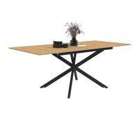 IDMarket INES - Mesa de comedor extensible rectangular 6-10 personas madera y negro 160-200 cm