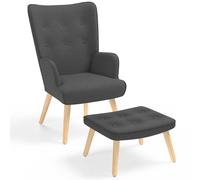 IDMarket Ivar - Sillón escandinavo con reposapiés gris antracita