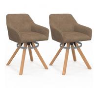 IDMarket - Juego de 2 sillas giratorias de comedor Jany de pana color pardo
