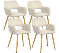 IDMarket - Juego de 4 sillas de comedor, sillas de mesa HOLY en terciopelo beigem