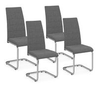 IDMarket - Juego de 4 sillas MIA de tela gris antracita para comedor