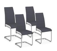 IDMarket - Juego de 4 sillas MIA gris con ribete blanco para comedor