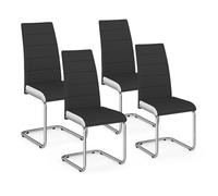 IDMarket - Juego de 4 sillas MIA negras con ribete blanco para comedor