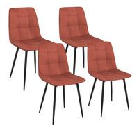 IDMarket - Juego de 4 sillas Mila de terciopelo Terracota para comedor