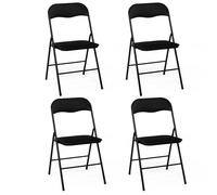 IDMarket - Juego de 4 sillas plegables KITY negras de PU