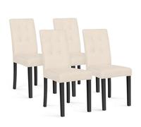 IDMarket - Juego de 4 sillas POLGA acolchadas de terciopelo beige con patas negras