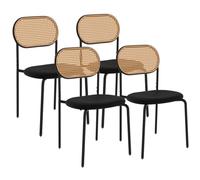 IDMarket - Juego de 4 sillas vintage Clotilde de metal negro y respaldo canning para comedor