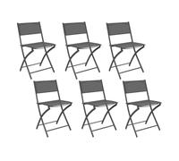 IDMarket - Juego de 6 sillas de jardín plegables Bastia metal y textileno gris antracita