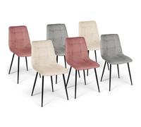 IDMarket - Juego de 6 Sillas Mila Mix Color Pastel Rosa, Gris Claro y Beige - Moderno y Elegante - Comedor
