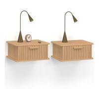 IDMarket Juliette - Juego de 2 mesitas de noche para pared, 1 cajón para colgar listones de madera