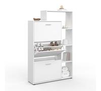 IDMarket KLARK - Zapatero de 18 pares de 3 puertas con estante blanco