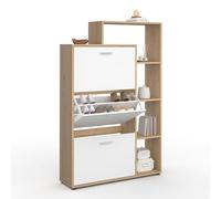 IDMarket KLARK - Zapatero, imitación de haya, 3 puertas blancas, con estante