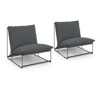 IDMarket - Lote de 2 sillones de jardín Napoli gris antracita cojines