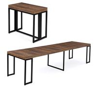 IDMarket - Mesa consola extensible Toronto para 14 personas, 300 cm, madera oscura, diseño industrial