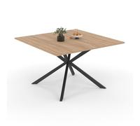 IDMarket - Mesa de comedor cuadrada ALIX, madera y patas de araña negras, 8 personas, 110 cm
