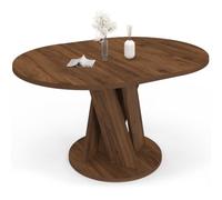IDMarket - Mesa de comedor extensible Jasmine 110-150 cm | Ronda 4-8 personas pie central nogal