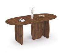 IDMarket - Mesa de comedor extensible Marilou 160-200 cm | japandi oval 6-10 personas 3 pies nogal
