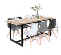 IDMarket - Mesa de comedor extensible rectangular Detroit 6-10 personas, diseño industrial 160-200 cm