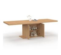 IDMarket - Mesa de comedor extensible rectangular Julieta 200-250 cm | Pie central efecto listones con almacenamiento, capacidad 8-12 personas