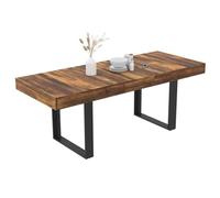 IDMarket - Mesa de comedor extensible rectangular Phoenix Bandeja Hawkins 4-8 personas, madera oscura, 160-200 cm