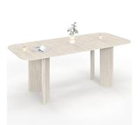 IDMarket - Mesa de comedor extensible rectangular redondeada capucina 6-10 personas 4 patas diseño redondeado forma travertina 160-200 cm