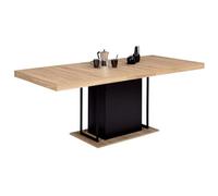 IDMarket - Mesa de comedor extensible rectangular UGO 6-10 personas, madera de haya y negro, 160-200 cm