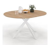 IDMarket - Mesa de Comedor Extensible Redonda ALIX 6-8 personas pie araña Madera y Blanco 110-150 cm