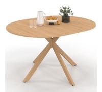 IDMarket - Mesa de comedor extensible redonda Alix para 4-8 personas, patas de araña, efecto madera de haya, 110-150 cm