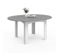 IDMarket - Mesa de comedor extensible redonda Dona, para 4-8 personas, color blanco, tapa de imitación de hormigón, 110-150 cm
