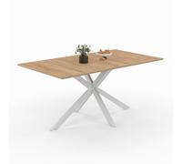 IDMarket - Mesa de comedor rectangular Alix 8 personas Pie araña Madera y Blanco 160 cm
