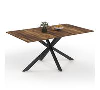 IDMarket - Mesa de comedor rectangular Alix 8 personas, pie araña negro y bandeja madera oscura Hawkins 160 cm