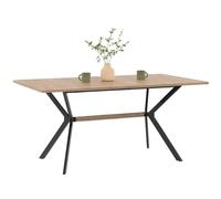 IDMarket - Mesa de comedor rectangular alquiler 8 personas madera y negro diseño industrial 160 cm