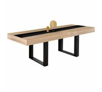 IDMarket - Mesa de comedor rectangular extensible PHOENIX 4-8 personas de madera y banda central negra 160-200 cm