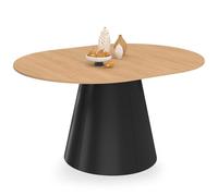 IDMarket - Mesa de comedor redonda extensible Angele 4-8 personas madera efecto haya y pie negro 110-150 cm