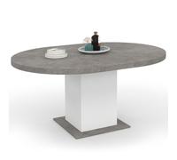 IDMarket - Mesa de comedor redonda extensible Eden 4-8 personas hormigón y blanco 120-160 cm