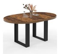 IDMarket - Mesa de comedor redonda extensible PHOENIX 4-6 personas en madera oscura con efecto envejecido y negro 110-150 cm