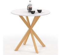 IDMarket - Mesa de comedor redonda Gisele para 4 personas con patas de araña de madera y mesa blanca de 80 cm