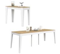 IDMarket - Mesa de Consola Extensible Michel para 10 Personas 235 cm, Madera Blanca y imitación de haya