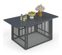 IDMarket - Mesa de jardín baja plegable rectangular de 100 cm, estructura metálica Rio y cuerda gris antracita