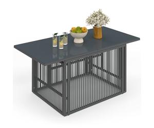 IDMarket - Mesa de jardín baja plegable rectangular de 100 cm, estructura metálica Rio y cuerda gris antracita