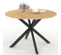 IDMarket - Mesa redonda de jardín Messina 120 cm para 6 personas, pata de araña, placa de metal en imitación de madera