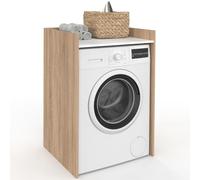 IDMarket - Mueble de armario para lavadora o secadora Wallis madera en imitación de haya y blanco
