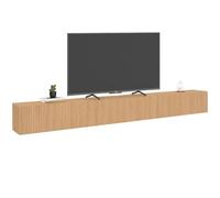 IDMarket - Mueble de TV de 270 cm, suspendido, Juliette, 3 puertas, listones de madera, color roble