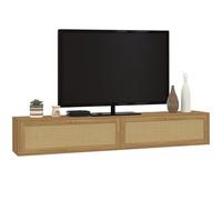 IDMarket - Mueble de TV suspendido HANAE de 180 cm, 2 puertas con diseño de cestería de tubo de aspecto natural